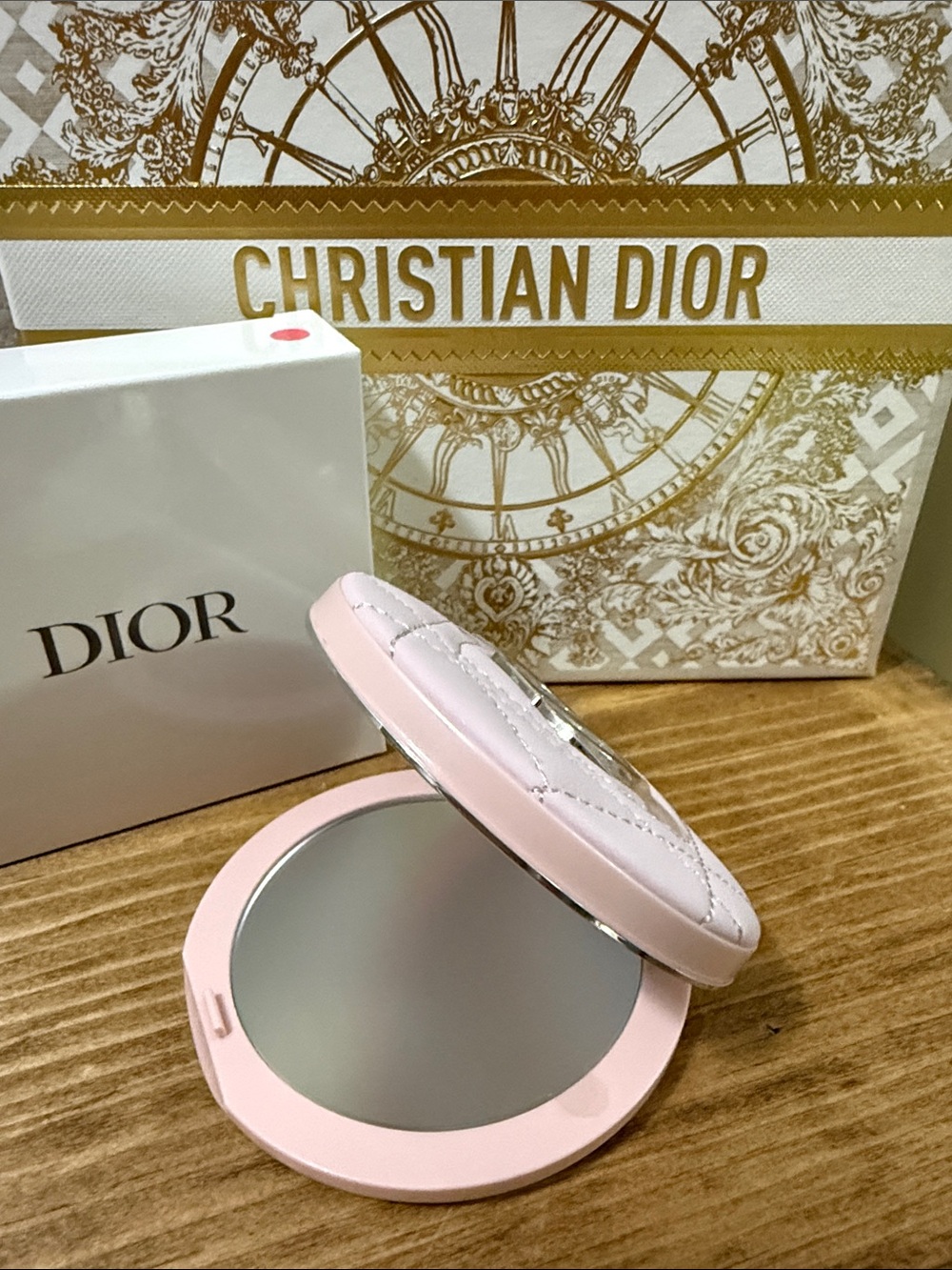 Dior Pink Quilted Compact Mirror Powder Case